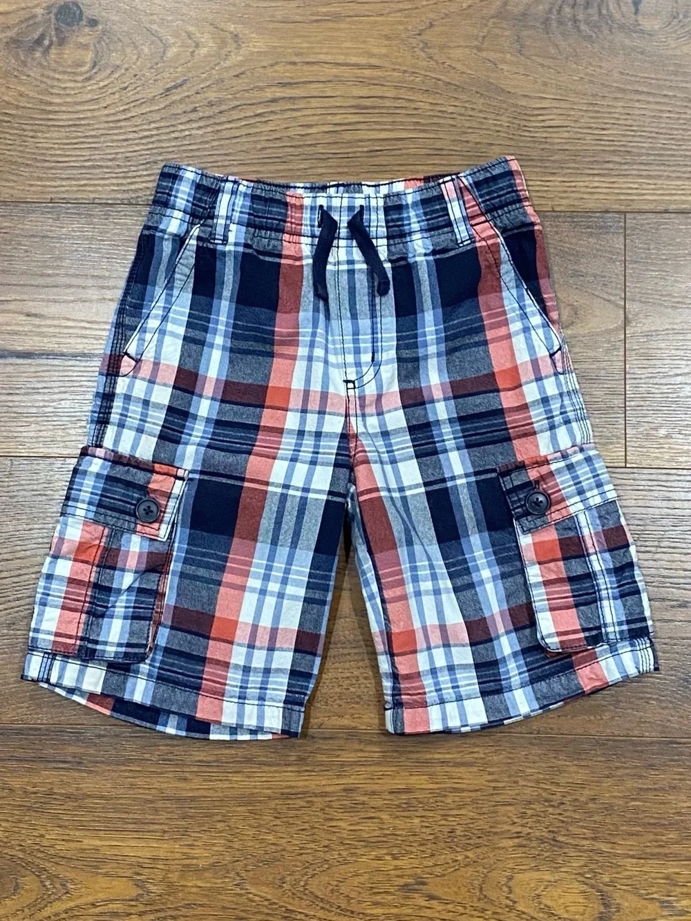 Gymboree Boys Patriotic Red White Blue Plaid Short Set Size 7